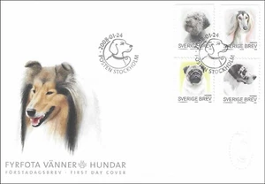 Greyhound Saluki Great Dane Pug Mops Romagnolo Lagotto Dogs Sweden FDC 2008 - Picture 1 of 2