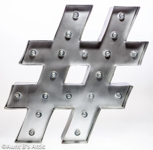 Hashtag/ Pound Sign/ Number Sign Silver/Black Lighted Novelty Wall Decor - Picture 1 of 5
