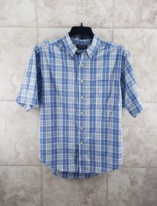 Camisa de manga corta puritana a cuadros con botones resistente a las arrugas para hombre talla M 38/40 - Imagen 1 de 5