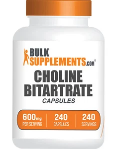 BulkSupplements Choline L-Bitartrate 240 Capsules - 600 mg Per Serving - Picture 1 of 5