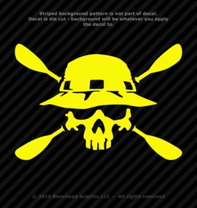 Kayak Skull with Paddles XS-M Vinyl Decal Canoe Oars Window Sticker - 25 Colors - Picture 1 of 27