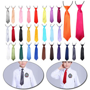 Kids Boys Satin Elastic Necktie Neck Tie Wedding Party Children Ties Solid Color