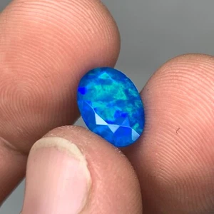 Natural Opal, Blue Oval Cut Faceted Loose Gemstone, 2 carat From Ethiopia - Picture 1 of 13
