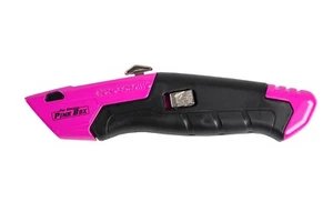 Cuchillo utilitario de carga automática y retráctil con almacenamiento de cuchillas en herramienta, rosa - Imagen 1 de 7