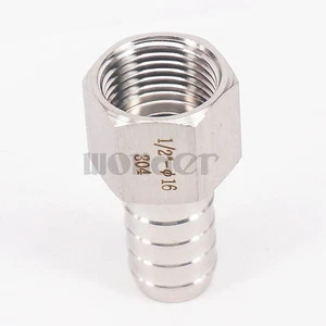 1/2" BSP Innengewinde auf 16mm Schlauch Widerhaken SUS304 Spleiß Widerhaken Schlauch Endverbinder - Bild 1 von 4