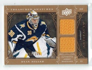 09-10 UD Artifacts Treasured Swatches  Ryan Miller  /199  Dual Jerseys
