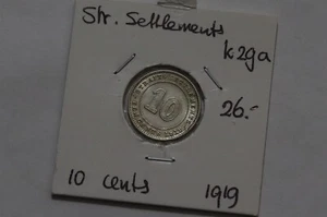 🧭 🇲🇾 ASENTAMIENTOS DEL ESTRECHO 10 CENTAVOS 1919 PLATA ALTA CALIDAD GEORGE V B66 #956 - Imagen 1 de 3