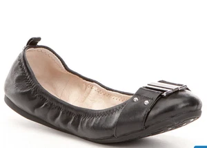 NWB Antonio Melani Claran Leather Flats 7.5M-8.0M Black/Luggage Tan - Picture 1 of 16