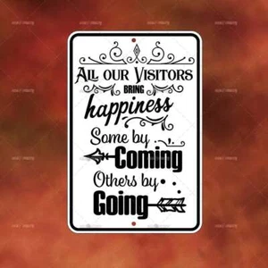 Visitors Bring Happiness metal Sign Home room wall art gift decor funny A1470 - Picture 1 of 1