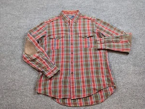 Polo Ralph Lauren camicia uomo grande rosso verde a quadri toppe manica lunga - Foto 1 di 8