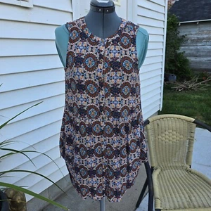 Fat Face ärmellose Bluse Erdtöne Sonnenblumen-Design Größe 6 - Bild 1 von 12