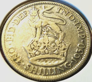 1930 One Shilling George V 50% Silver ExtremelyFine 1/- Rare Year Sp#4039  - Picture 1 of 2