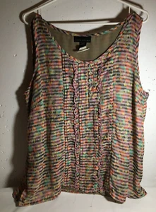 Attention Brand Sleeveless Top Striped with 5 buttons Size: XL - Picture 1 of 3