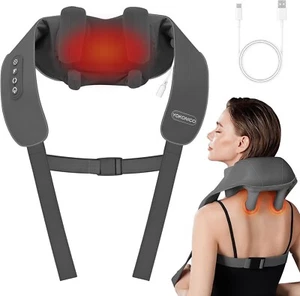 Neck Massager with Heat – 6D 6-Node Deep Kneading Cordless Shiatsu Massage Pillo - Picture 1 of 7