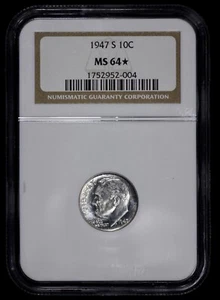 1947-S Roosevelt 10c Silver Dime NGC MS 64* Proof Like Obverse - Picture 1 of 4