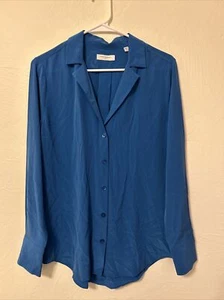 $230 NWOT Equipment Adalyn Silk Blouse Top Sz S Blue - Picture 1 of 5