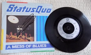 STATUS QUO "A MESS OF BLUES" 7" VINYL SINGLE 45 RPM (EX/VG) AUTOGRAPHED BY ROSSI - Picture 1 of 5