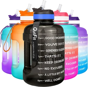 3.78/2.2 Litre Motivational Water Bottle - with Straw & Time Marker,Wide Mouth, - Picture 1 of 1