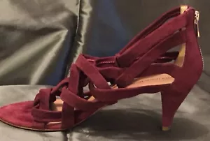 NIB Sigerson Morrison Bordeaux Suede Hybrid Sandal / Pump Made In Italy - Size 7 - Picture 1 of 19