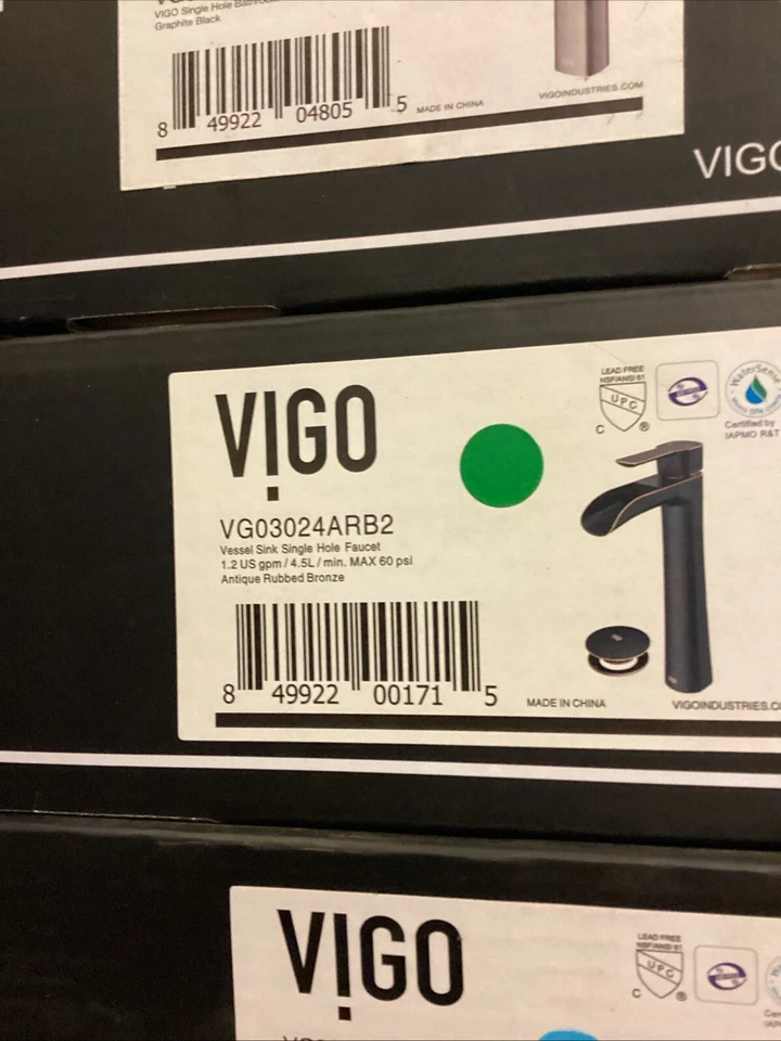 Grifo de baño para recipiente con 1 orificio Vigo VG03024ARB2 - Anthony Oil Rub bronce Foto 1 de 1