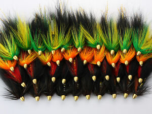 40Pcs Tube Flies Cone Heads Green/Orange Salmon And Sea Trout Fly Fishing 