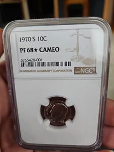 1971-S 10c Roosevelt Head Dime PF 68* Cameo - Picture 1 of 3