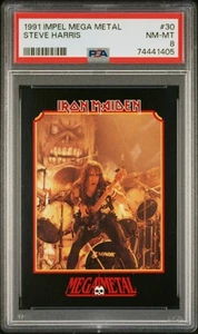 1991 MEGA METAL IRON MAIDEN BASSIST STEVE HARRIS #30 CARD | PSA 8 NM-MT POP 3 - Picture 1 of 4