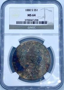 1880 S Morgan Silver $1 NGC MS64 ¡Loco tono! - Imagen 1 de 2