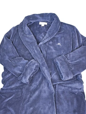 Tommy Bahama Men's Plush Bathrobe Navy Blue 2 Pockets Embroidery Size L/XL *READ - Image 1 of 4