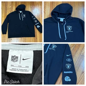 Felpa con cappuccio e zip intera Nike nera Las Vegas Raiders Club NFL da uomo 2XL - Foto 1 di 7
