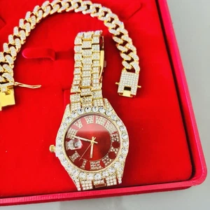 Juego de regalo reloj de acero inoxidable dorado con pulsera - Imagen 1 de 6