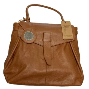 Borsa a tracolla Clever Carriage Company grande in pelle marrone ferramenta oro - Foto 1 di 10