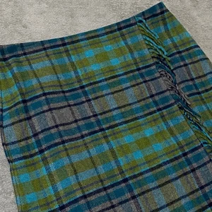 J Jill Skirt Womens 8 Petite Wool Blend Blue Green Plaid Fringe Hem Skirt NEW - Picture 1 of 9