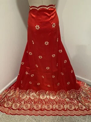 "Tela de lentejuelas bordadas con borde de oro rojo 50"" de ancho vendida por yarda" Foto 1 de 4