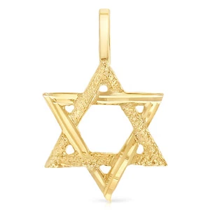 Colgante con dije de la suerte estrella de David de oro de 14 quilates para cadena o collar - Imagen 1 de 5