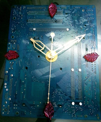 Backlit Blue Wall Clock Circuit Board LED Handmade Gift NEW Rare Collection Geek Cover