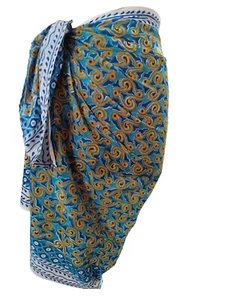 Vestido de playa 100 % algodón pareo floral estampado de bloques a mano para mujer - Imagen 1 de 3
