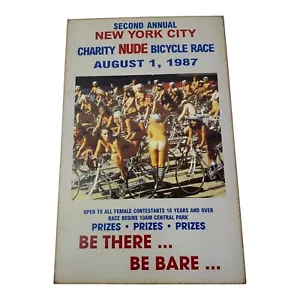 NEW YORK CITY Charity NUDE All-Female Bicycle Race Poster 8-1-87, 14" x 22" RARE - Picture 1 of 3