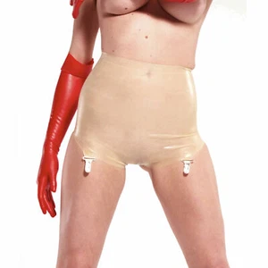 Latex Breifs Rubber Club Transparent Shorts with Garter Belt S-XXL - Picture 1 of 3