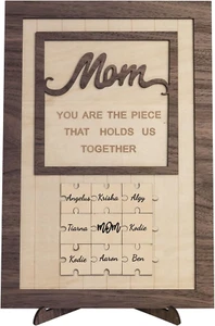 Mom You Are the Piece That Holds Us Together Sign Decor, Wooden Mom Puzzle Piece - Picture 1 of 12