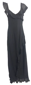 Runaway The Label Black Sheer Sheath Open V-Neck Party Gown Minimalist Dress S - Picture 1 of 12