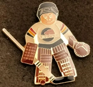 Vancouver Canucks Old 1989 Logo Jersey Lil Sports Brat Goalie Goaltender Pin - Picture 1 of 2