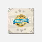 Marrakech Travel Welcome Label 4'' X 4'' Square Wooden Coaster