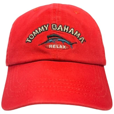 Tommy Bahama Baseball Cap Adjustable Red with Black Blue Marlin Logo OS - Image 1 of 4