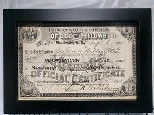 Antique Odd Fellows Cerimonial Member Certificate 21 Heart Hand Fraternal Order - Picture 1 of 8
