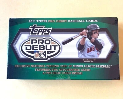 2011 TOPPS PRO DEBUT BASEBALL HOBBY BOX--MIKE TROUT, BRYCE HARPER 4 HITS per BOX - Image 1 of 2