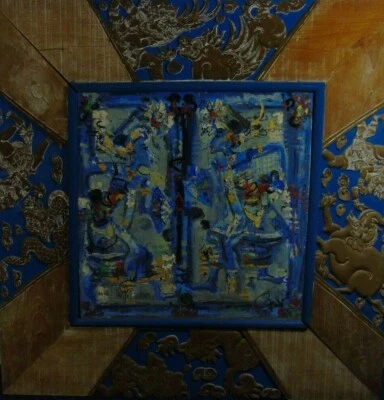 Indischer Künstler der Moderne "Tempeltänzerinnen mit Fächer" Ölgemälde - Bild 1 von 4