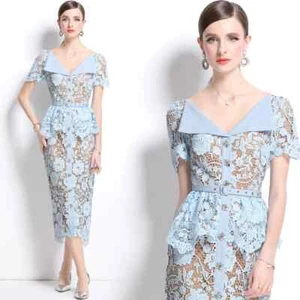 Vestido de noche de encaje beige blanco bordado diamantes con cuentas de verano vestidos de graduación - Imagen 1 de 16