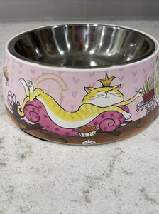 "Where The Queen" 5” Cat Bowl Go Green Bamboo Kitty Feeding Removable Stainless - Picture 1 of 10