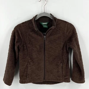 LL Bean Girls Fleece Jacket Size 6X - 7 Chocolate Brown Zip Up Basic - Picture 1 of 3